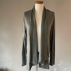 ATHLETA Pranayama open leisure cardigan MODAL fabric waterfall collar pockets MP